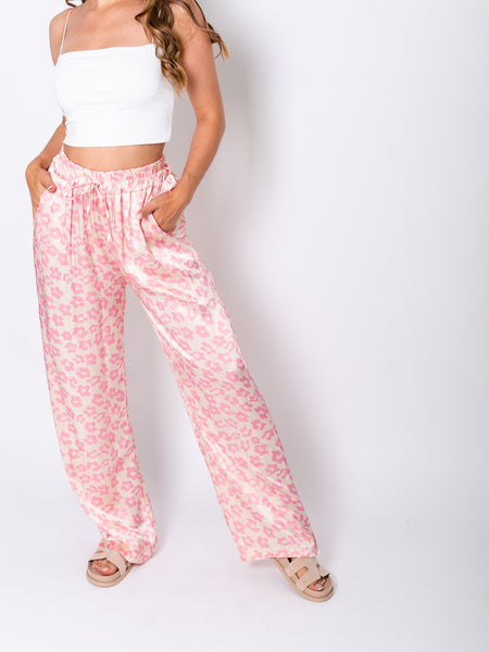 B-Ware 510. Ella Seiden Hose - Blume/Rosa