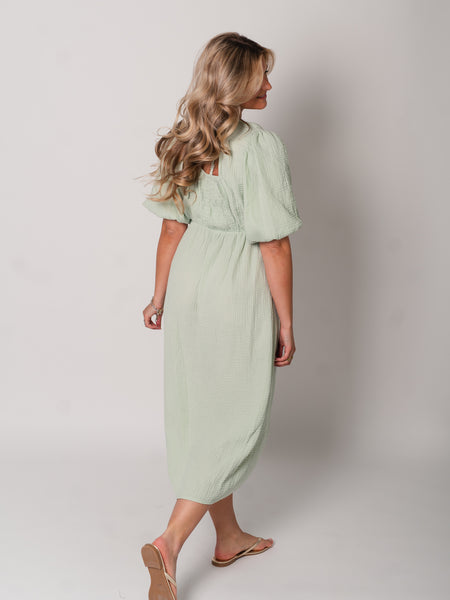 Amelia Musselin Kleid - Matcha