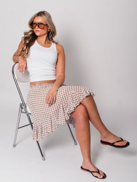 Grace Volant Pünktchen Rock - Beige/Braun