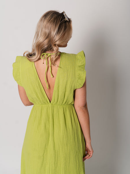 Leonora Musselin Kleid -  Pistacchio