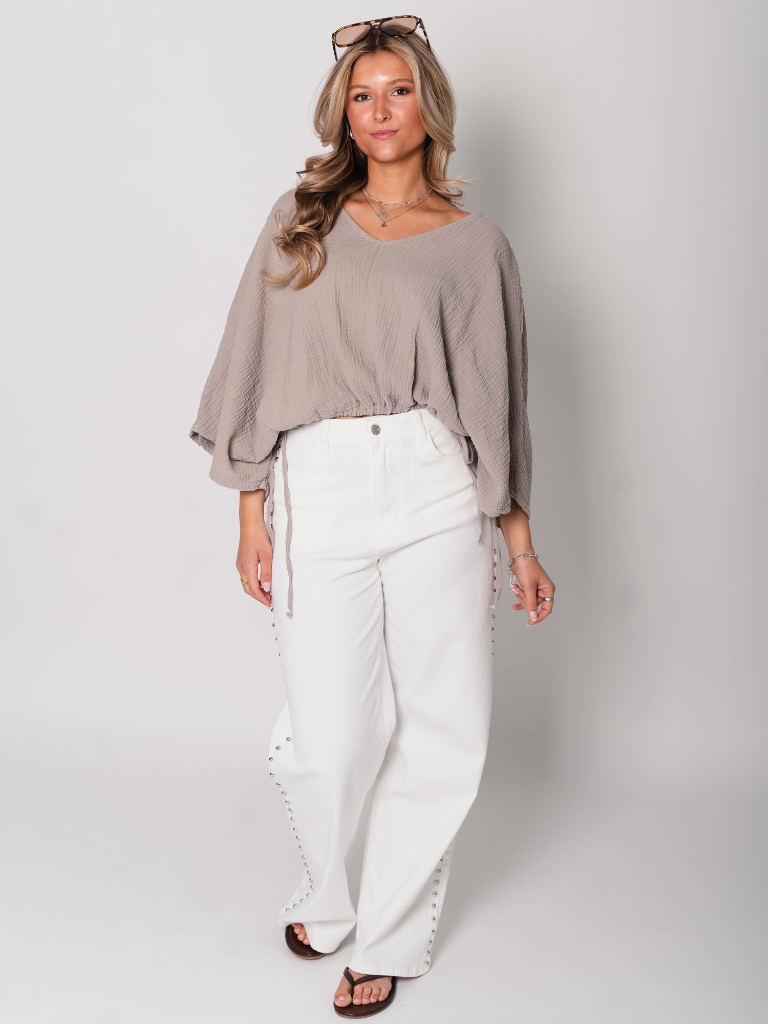 Breeze Musselin Bluse - Taupe
