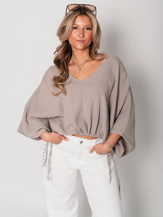 Breeze Musselin Bluse - Taupe