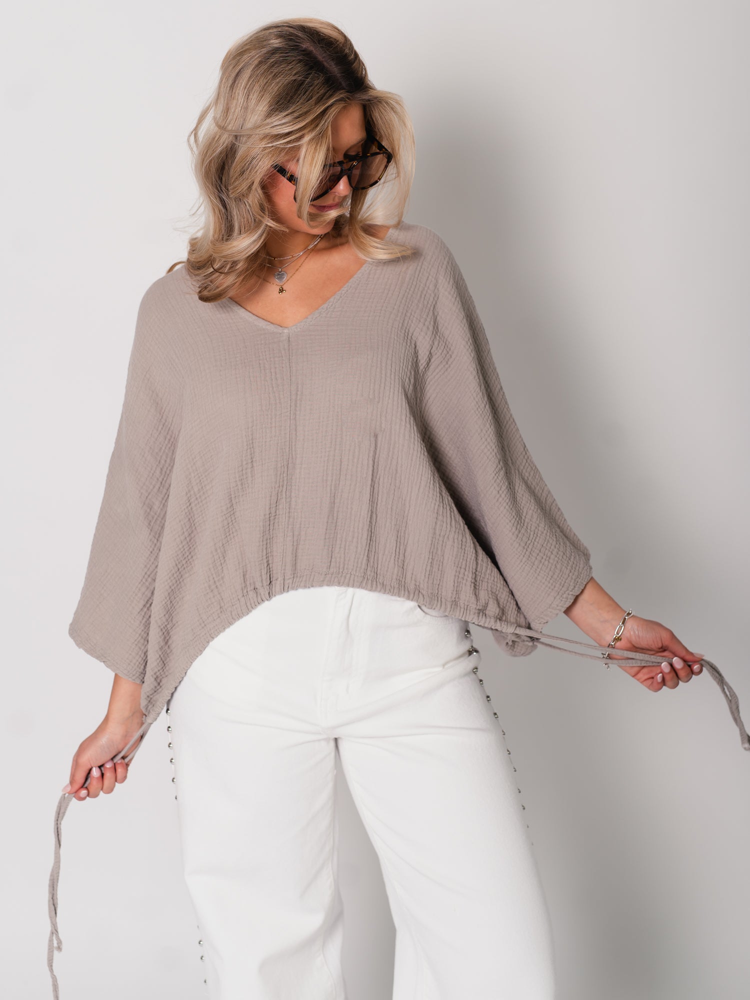 Breeze Musselin Bluse - Taupe