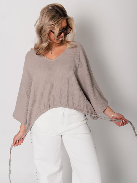 Breeze Musselin Bluse - Taupe