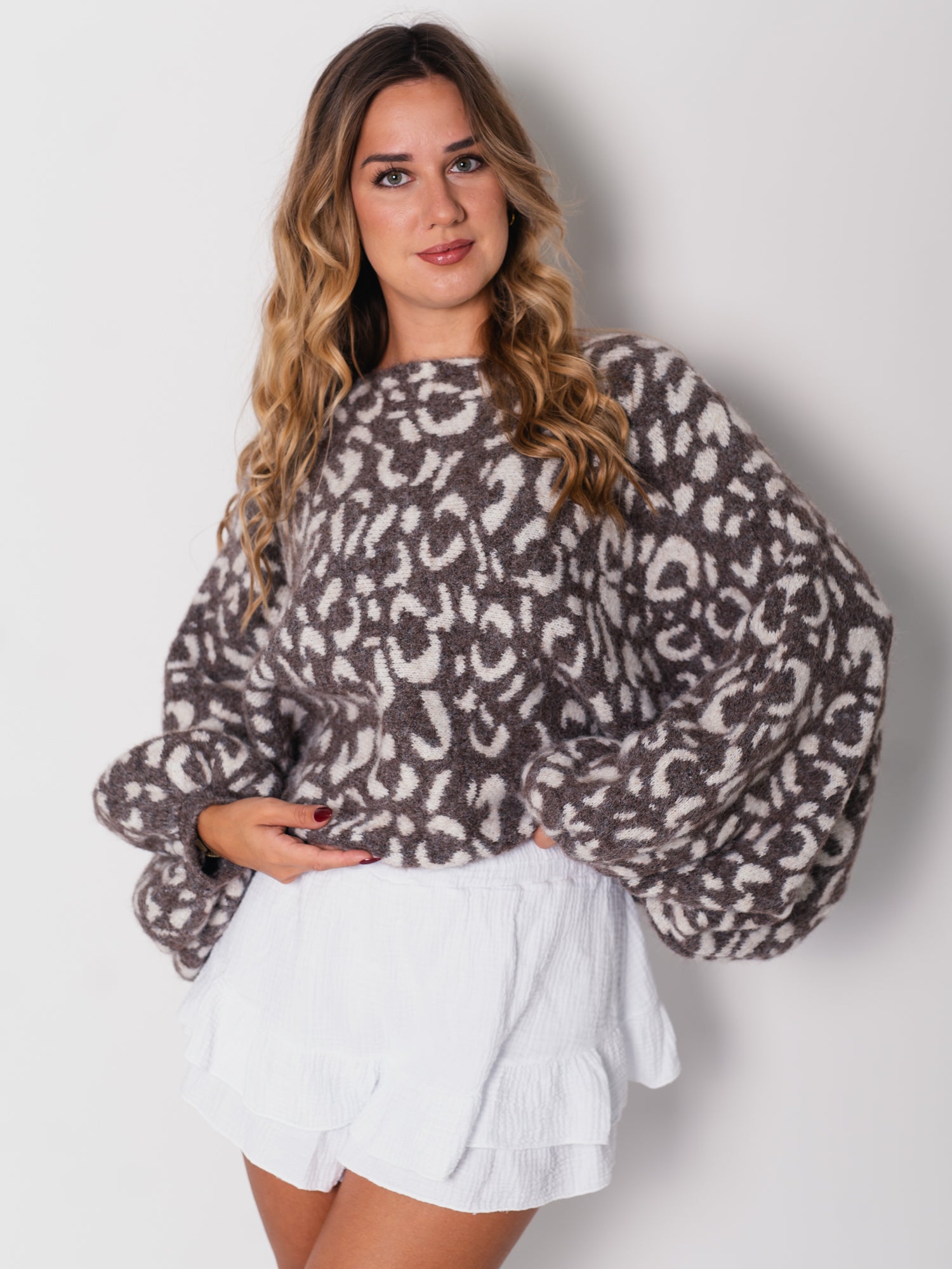 Leo Fledermaus Pullover - Coffee/Beige