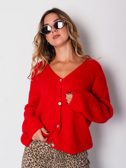 Jill Soft Strickjacke - Rot