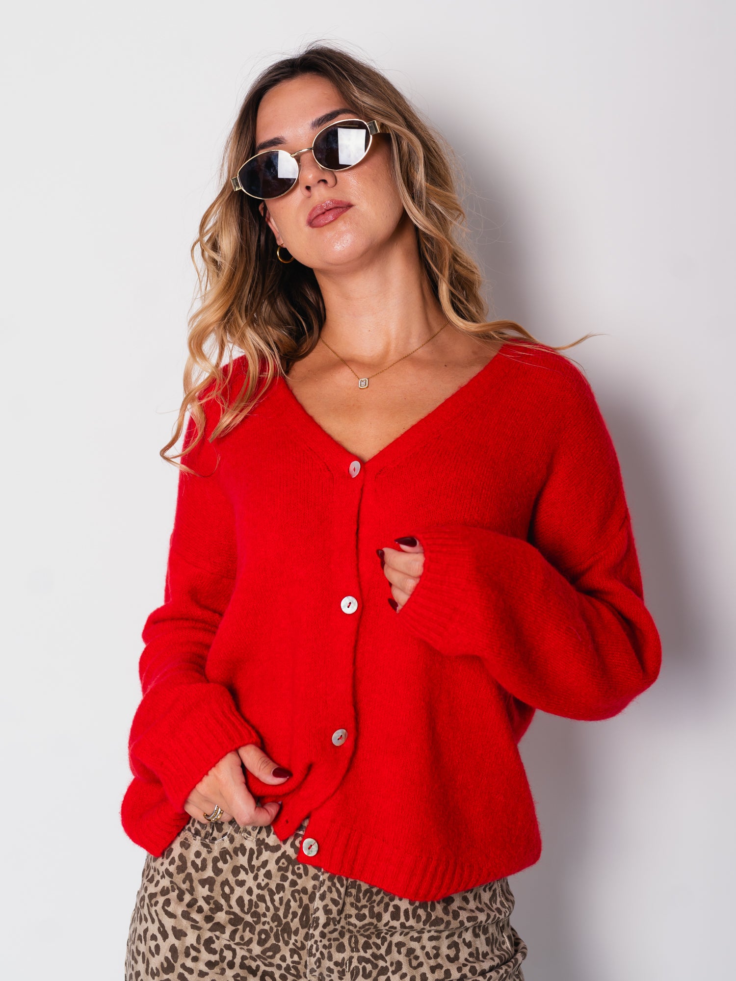 Jill Soft Strickjacke - Rot