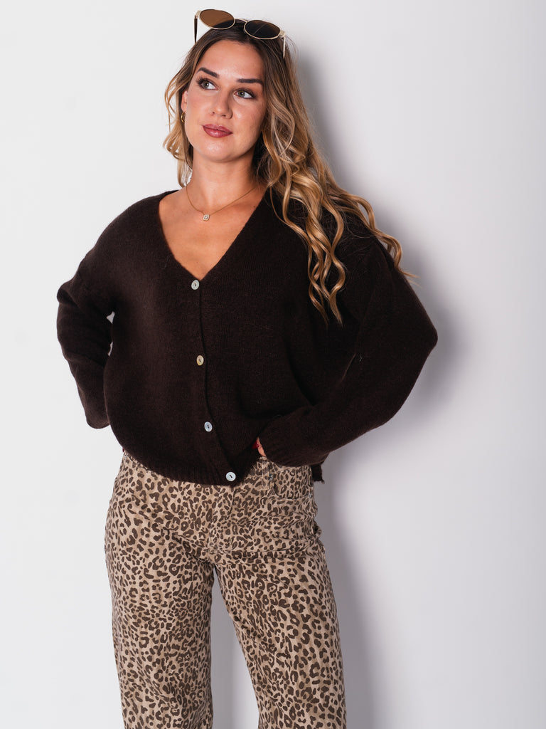 Jill Soft Strickjacke - Dunkelbraun