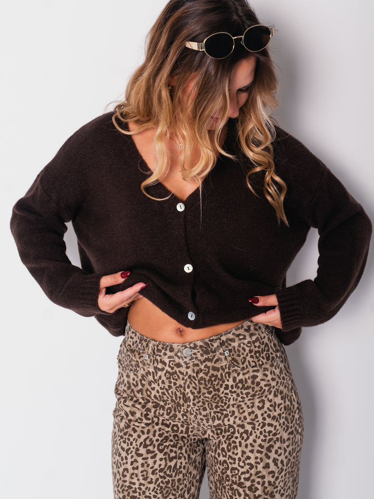 Jill Soft Strickjacke - Dunkelbraun