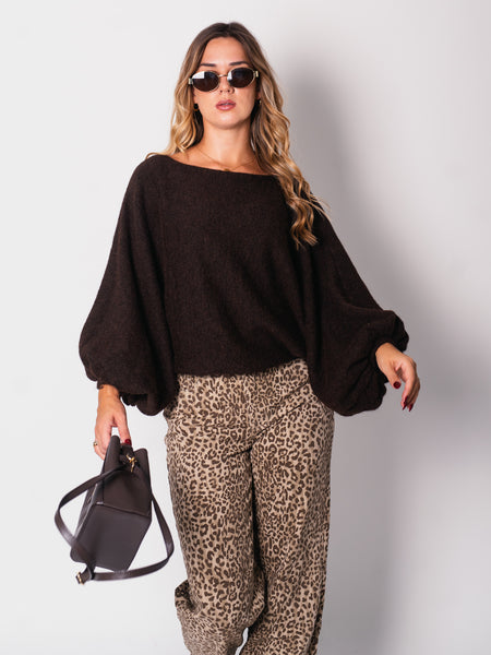 Loreen Fledermaus Pullover - Espresso