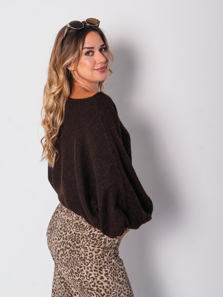 Loreen Fledermaus Pullover - Espresso