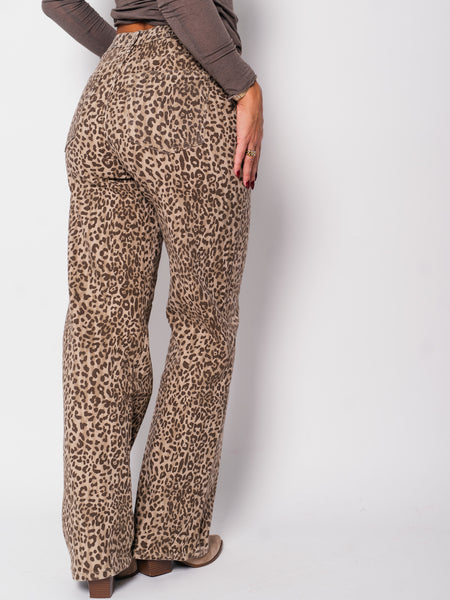 Amara Wide Leg Jeans - Leo/Braun