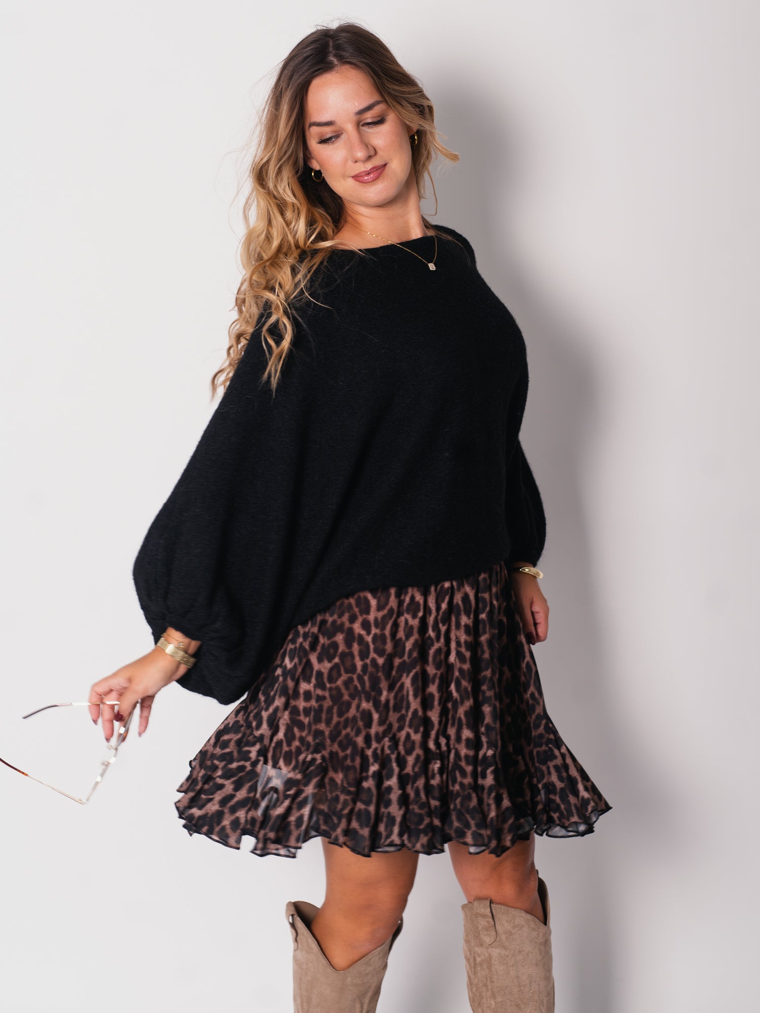 Loreen Fledermaus Pullover - Schwarz