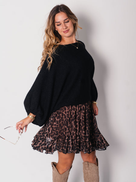 Loreen Fledermaus Pullover - Schwarz