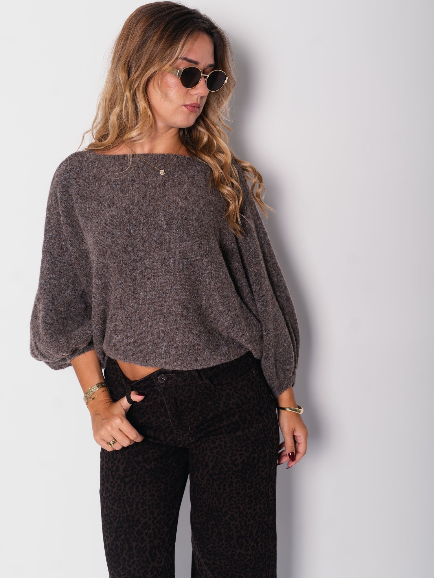 Loreen Fledermaus Pullover - Coffee