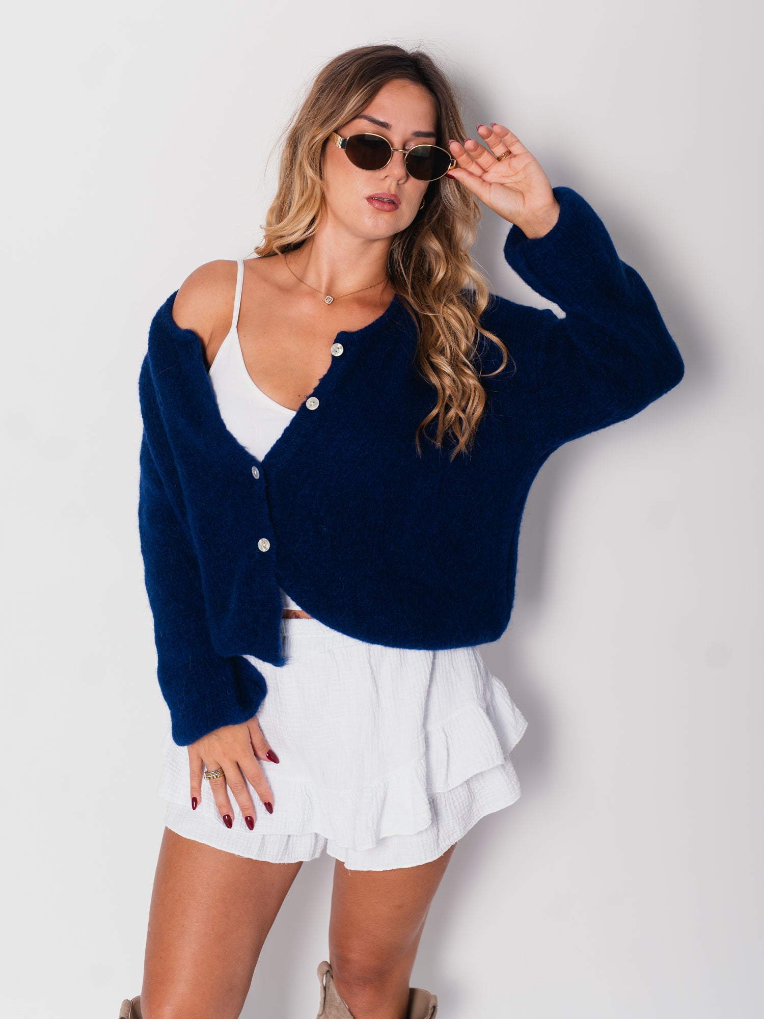 Hanni Soft Strickjacke - Navyblau