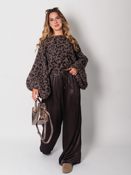 Leo Fledermaus Pullover - Coffee/Espressobraun