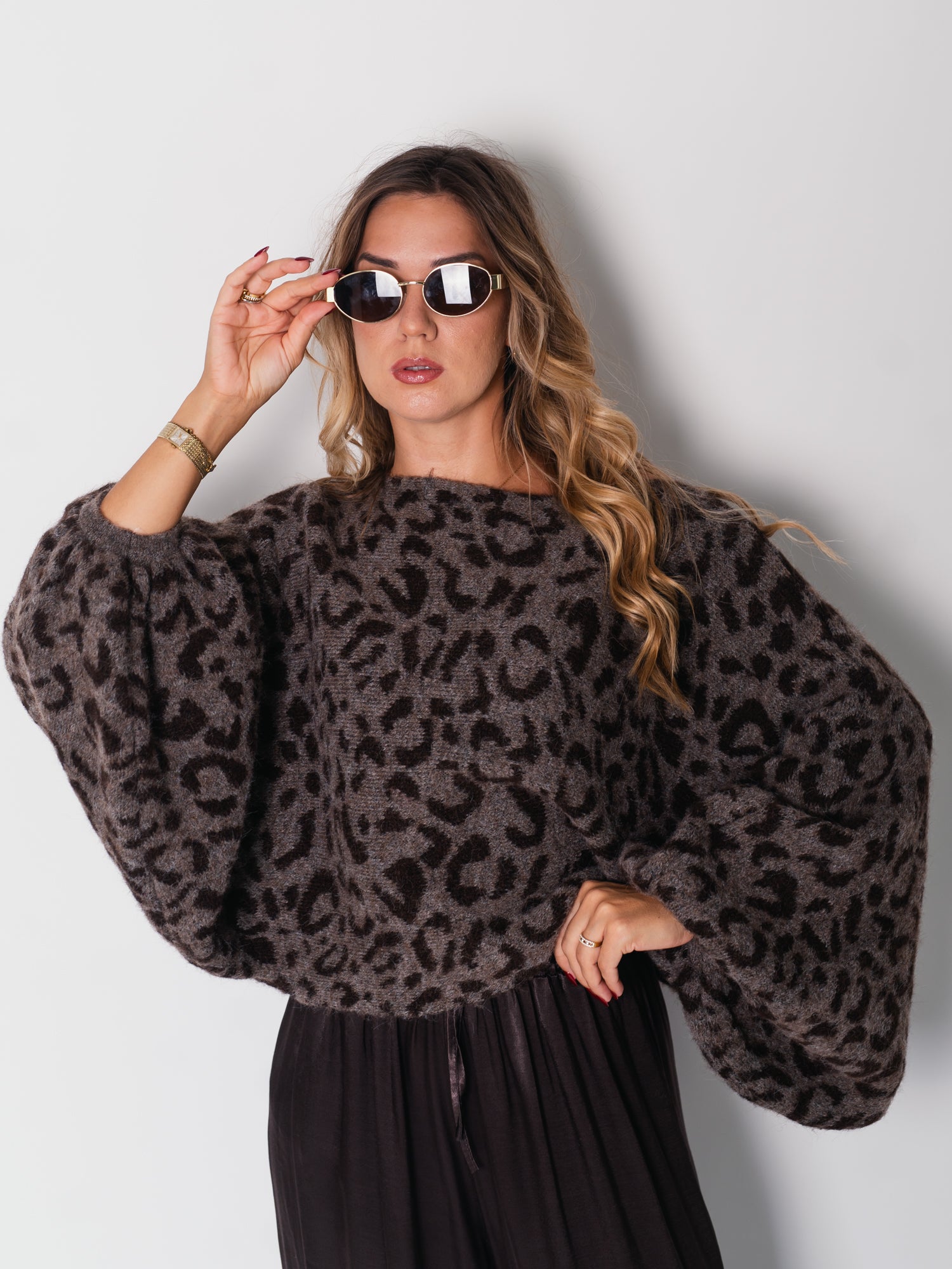 Leo Fledermaus Pullover - Coffee/Espressobraun