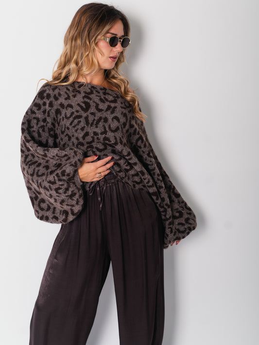 Leo Fledermaus Pullover - Coffee/Espressobraun