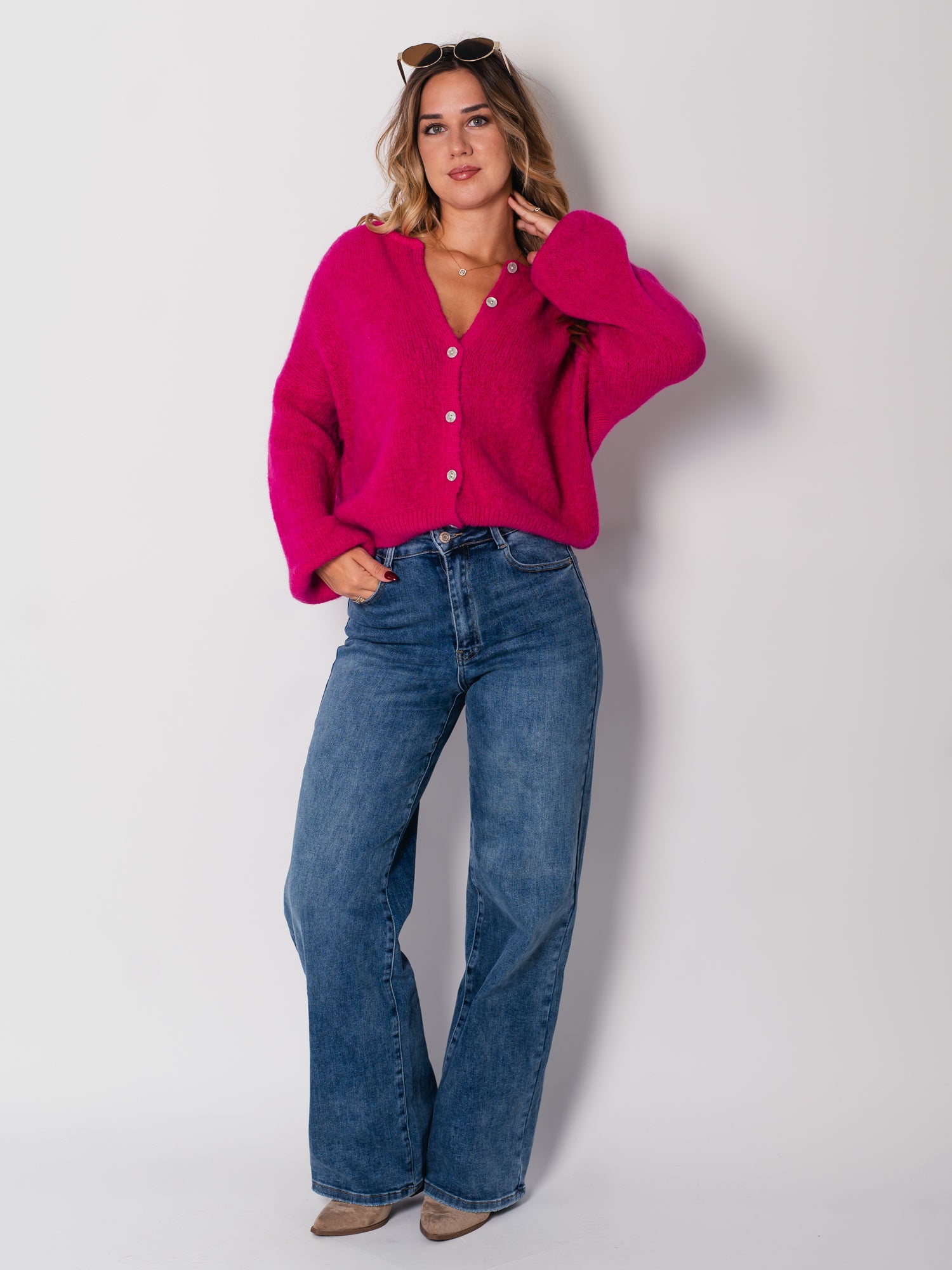 Hanni Soft Strickjacke - Fuchsia