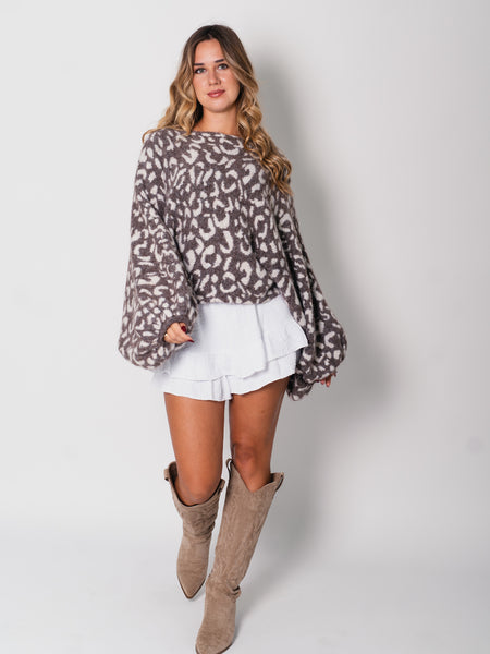 Leo Fledermaus Pullover - Coffee/Beige