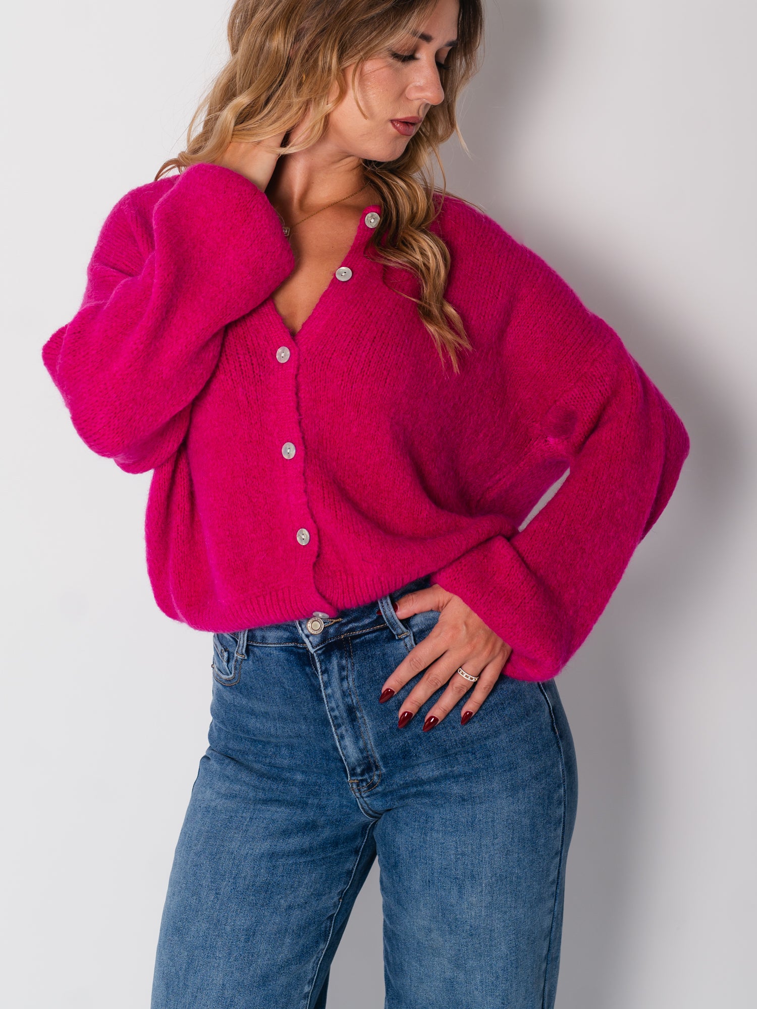 Hanni Soft Strickjacke - Fuchsia