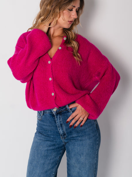 Hanni Soft Strickjacke - Fuchsia