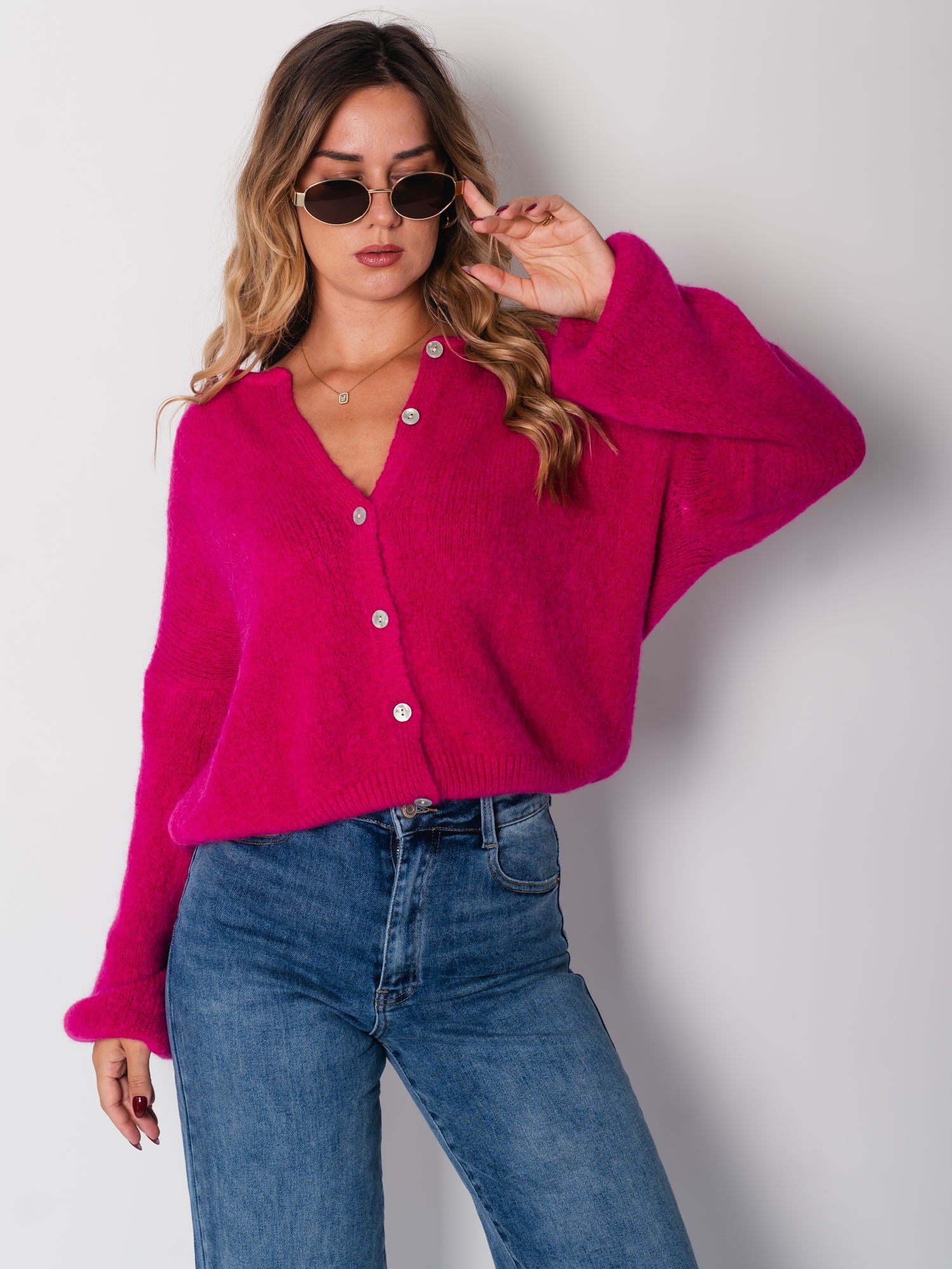 Hanni Soft Strickjacke - Fuchsia