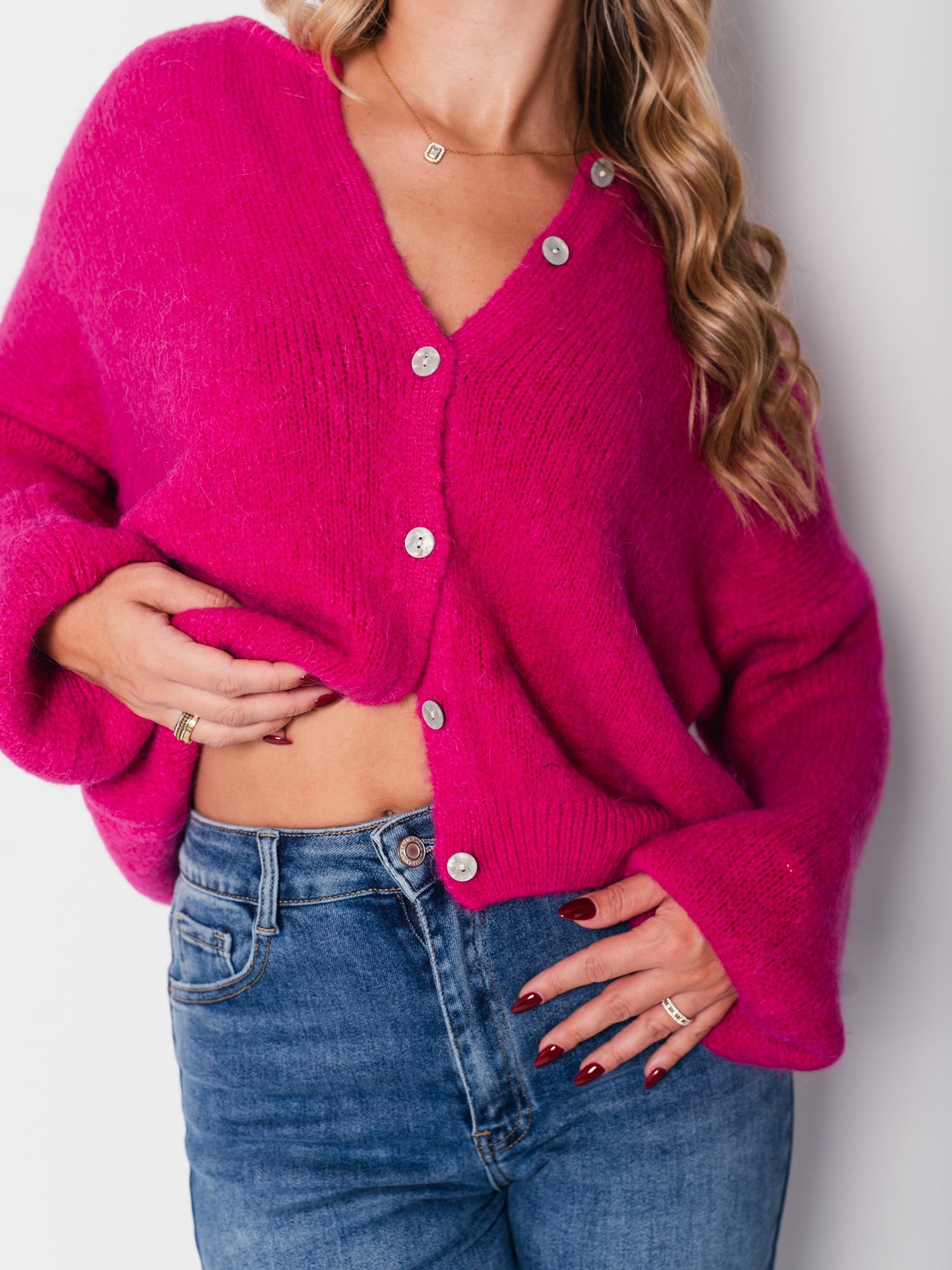 Hanni Soft Strickjacke - Fuchsia