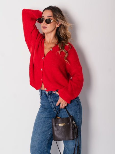 Hanni Soft Strickjacke - Rot