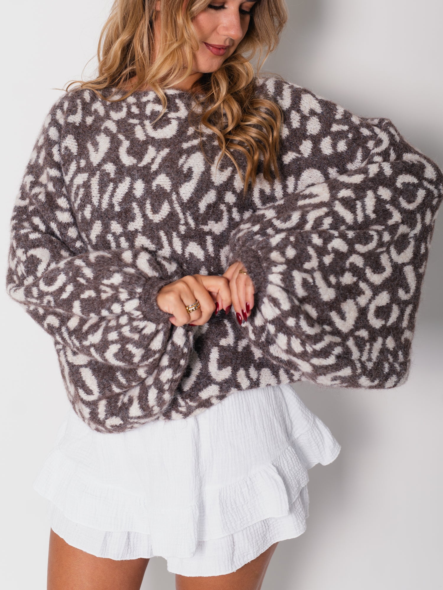 Leo Fledermaus Pullover - Coffee/Beige