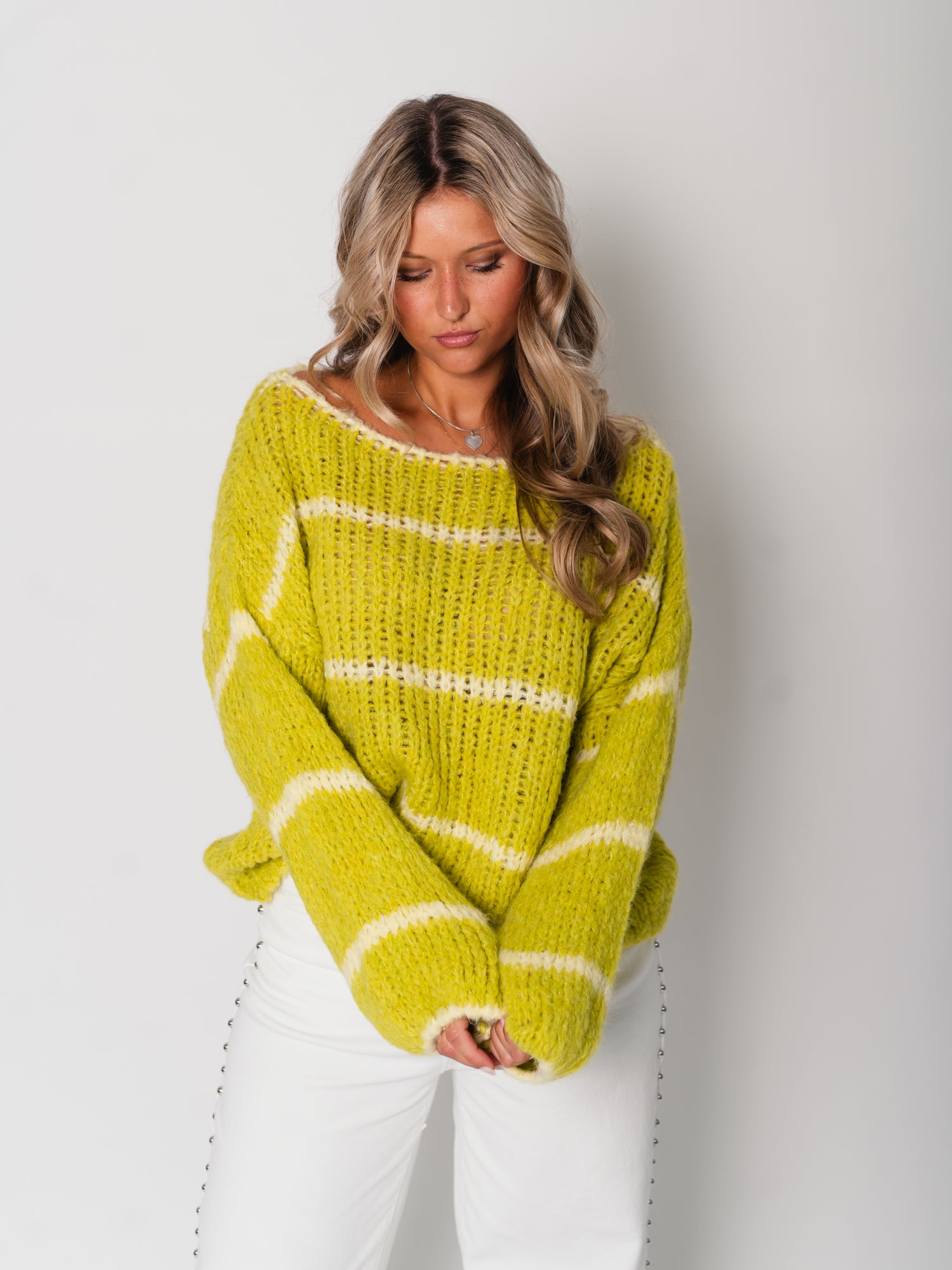 Rina Steifen Pullover - Pistacchio/Creme