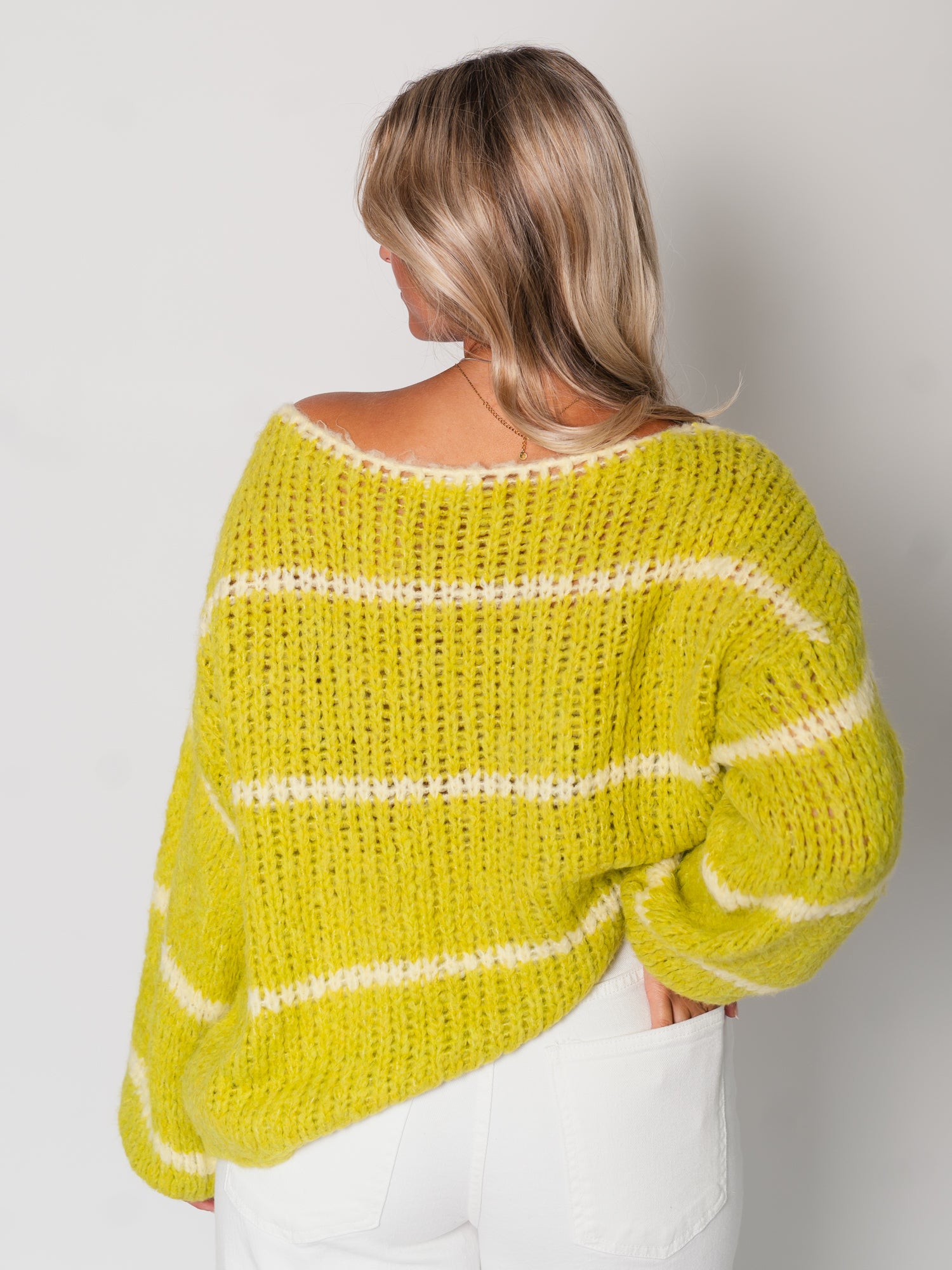 Rina Steifen Pullover - Pistacchio/Creme