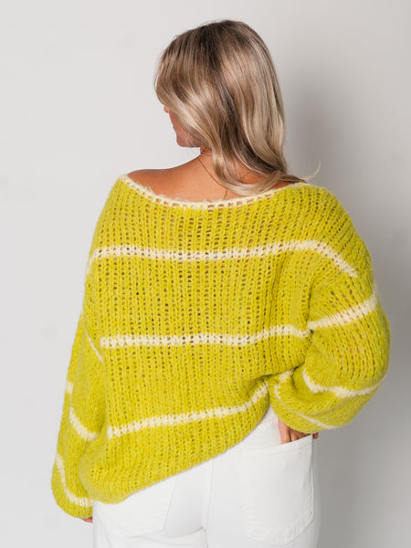 Rina Steifen Pullover - Pistacchio/Creme
