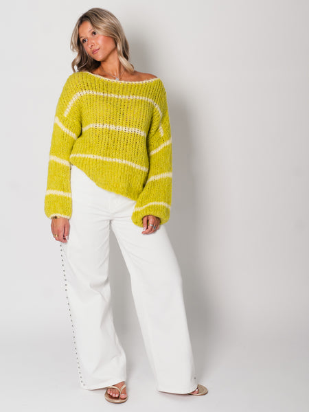 Rina Steifen Pullover - Pistacchio/Creme