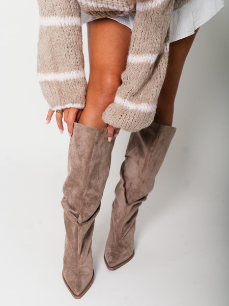 Juliette Western Absatz Stiefel - Beige