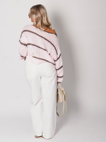 Rina Steifen Pullover - Rosa/Coffee