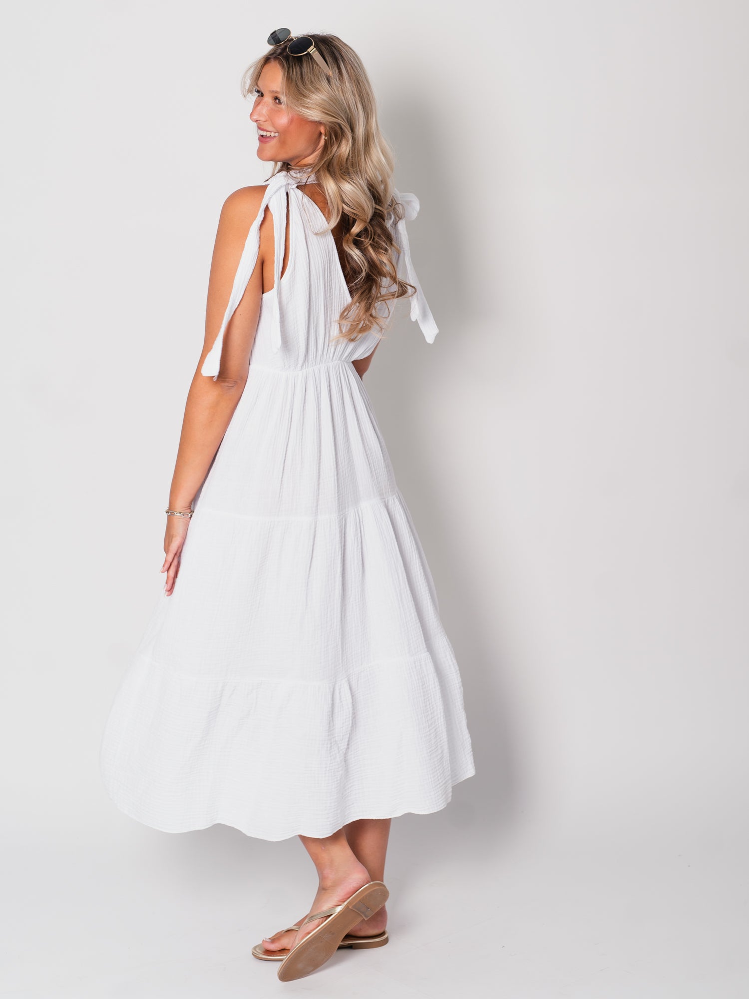 Melina Musselin Kleid - Weiß