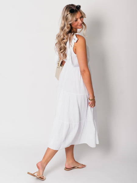 Melina Musselin Kleid - Weiß