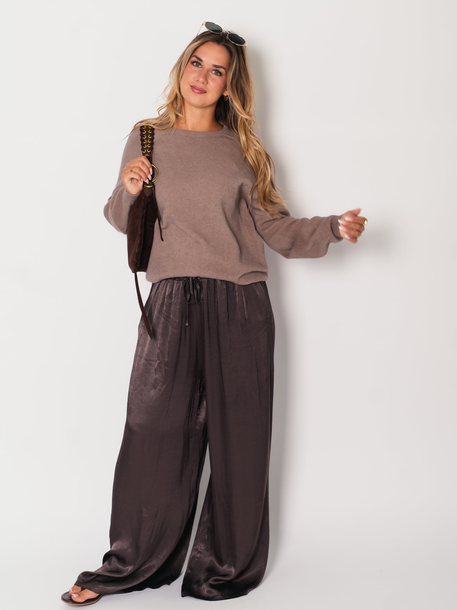 Soft Basic Strick Pullover - Taupe