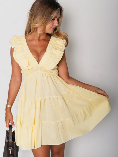 Alina Volants Kleid - Butteryellow