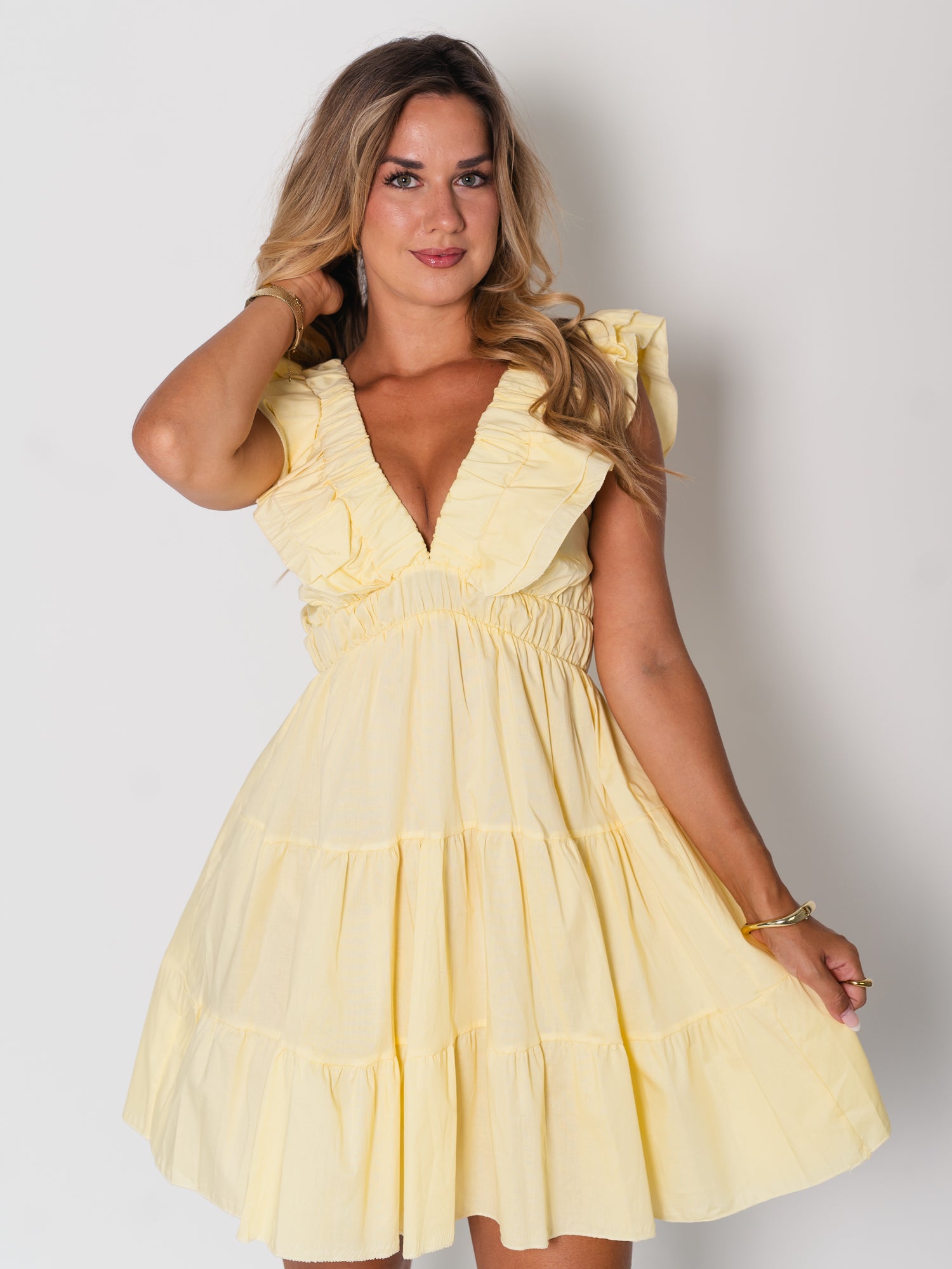 Alina Volants Kleid - Butteryellow