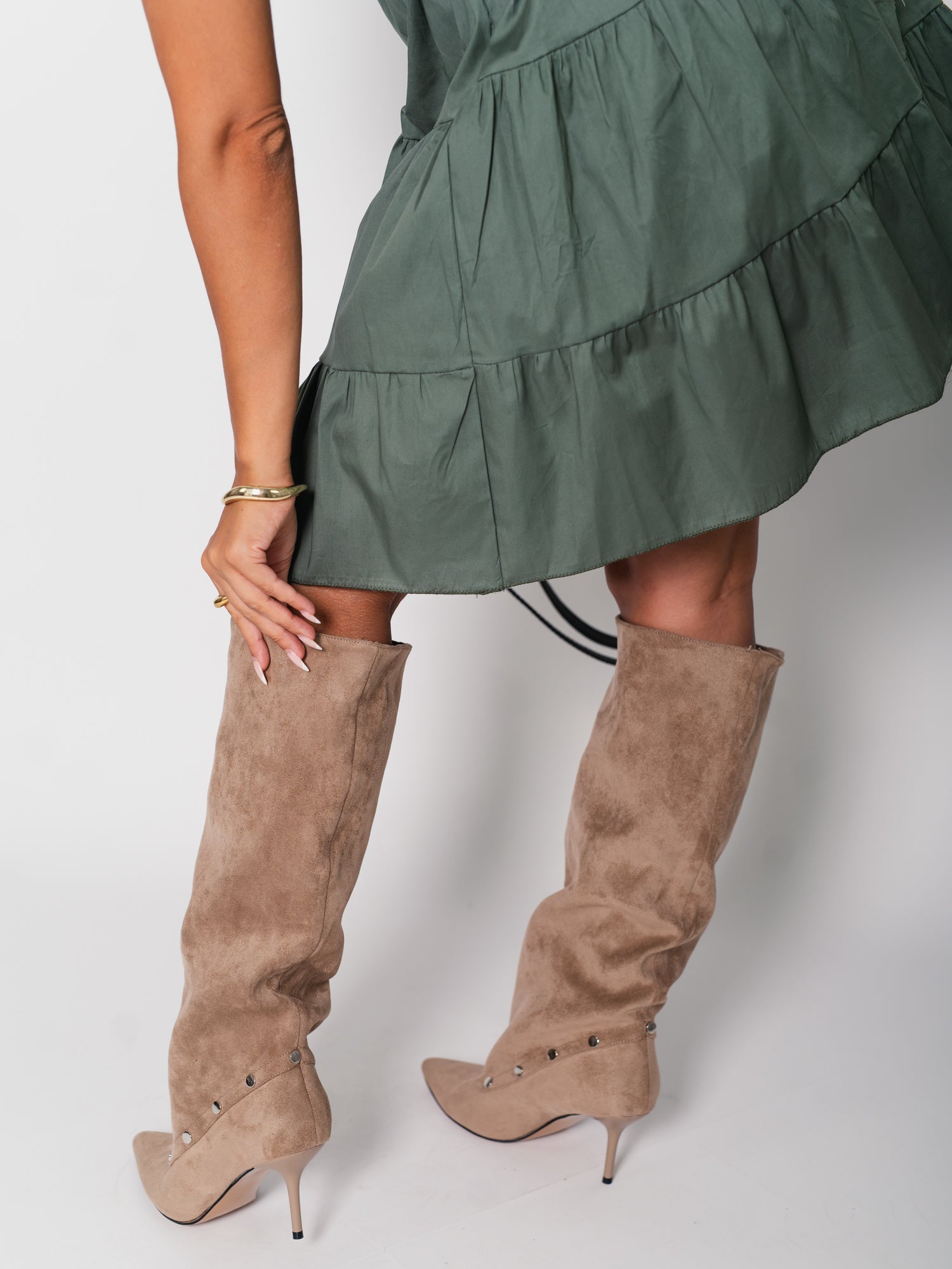 Alina Volants Kleid - Khaki