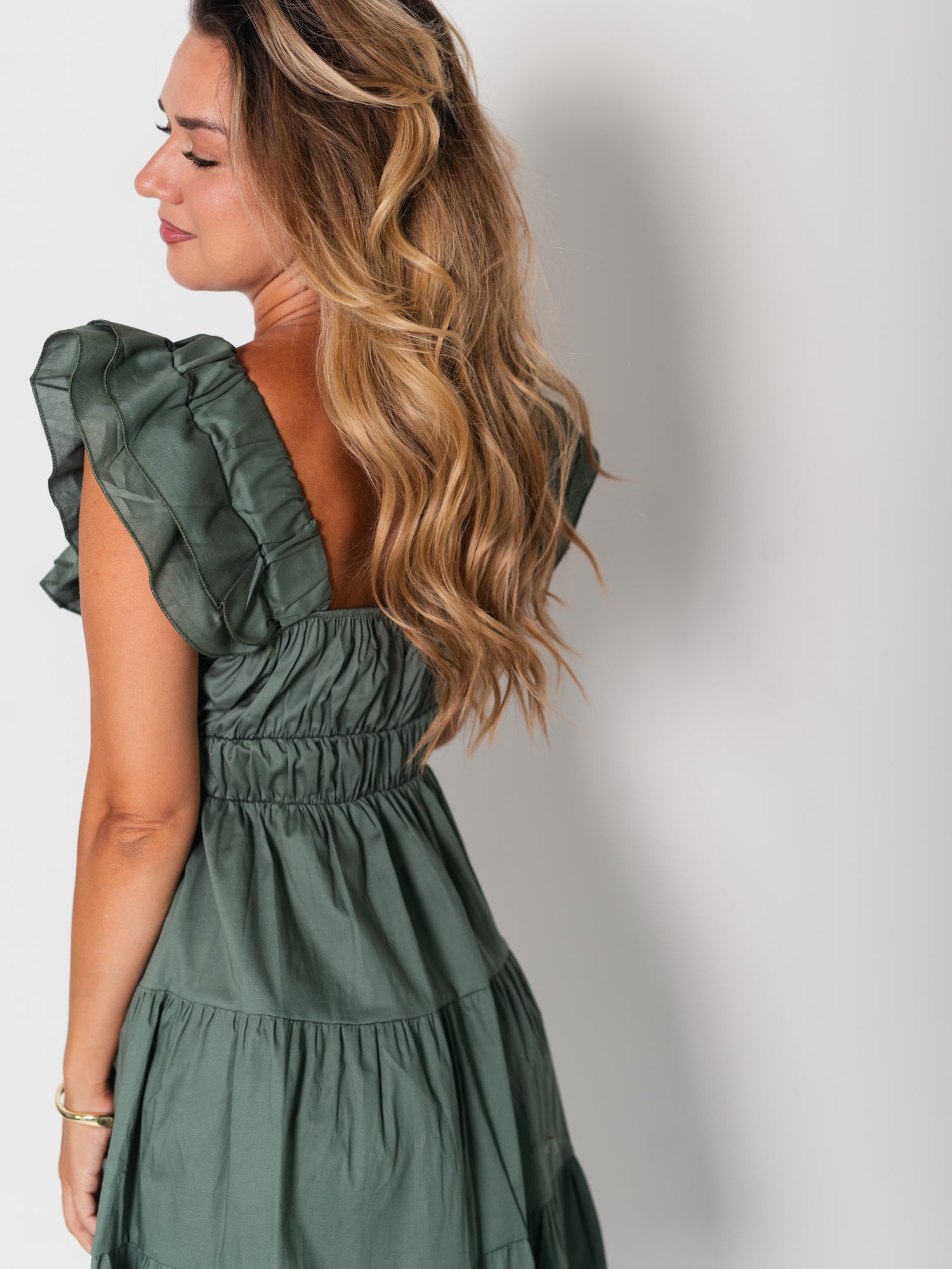 Alina Volants Kleid - Khaki