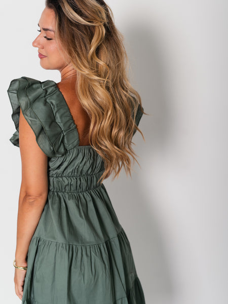 Alina Volants Kleid - Khaki