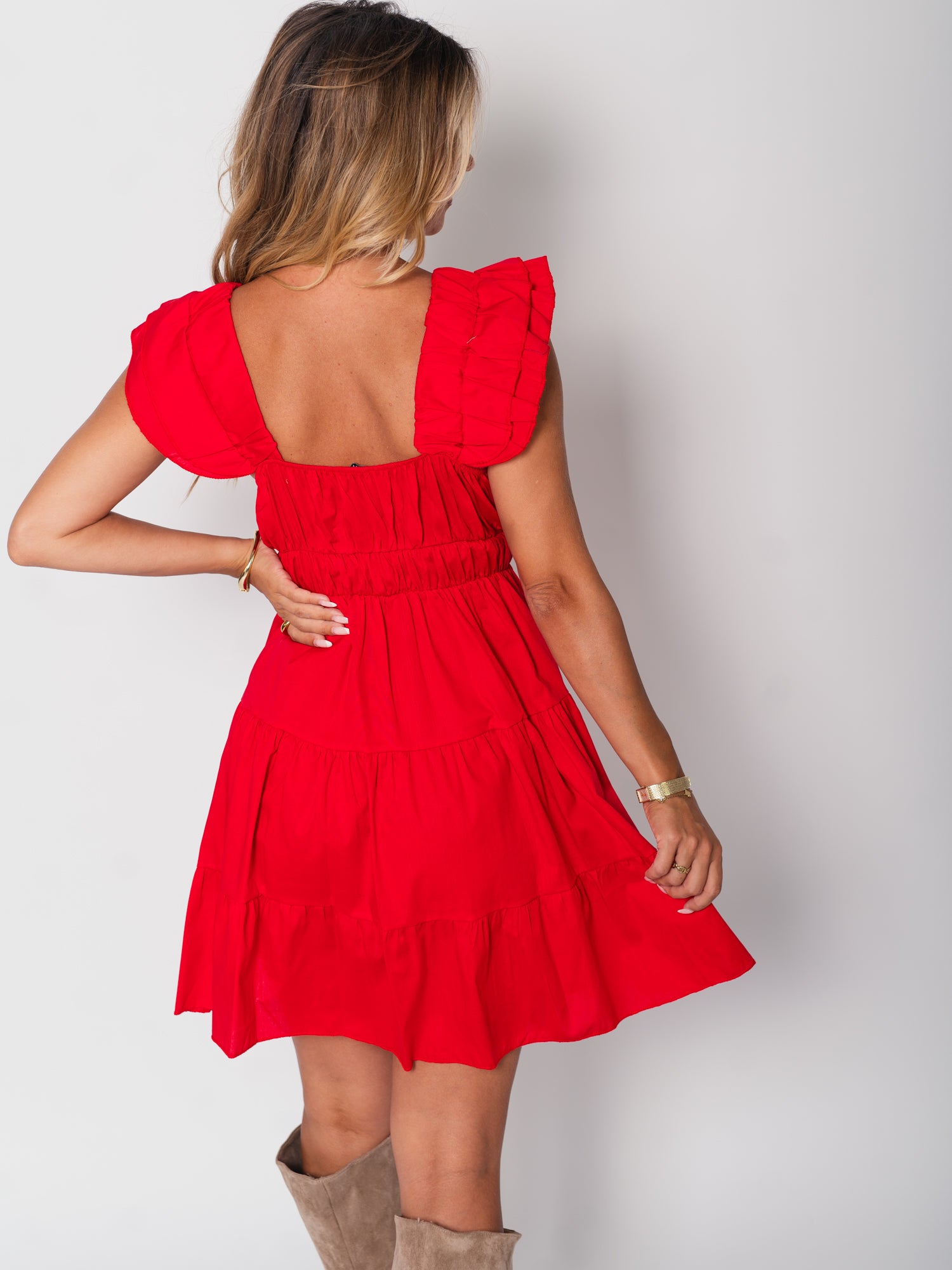 Alina Volants Kleid - Rot