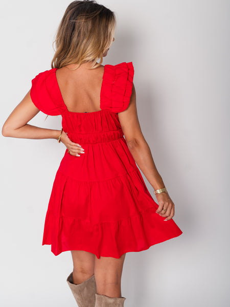 Alina Volants Kleid - Rot