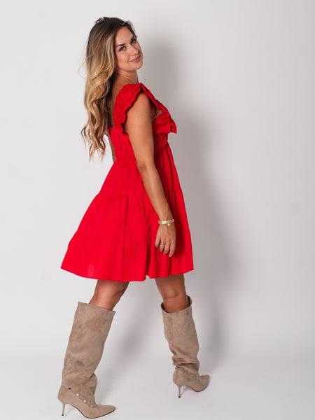 Alina Volants Kleid - Rot