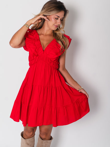 Alina Volants Kleid - Rot