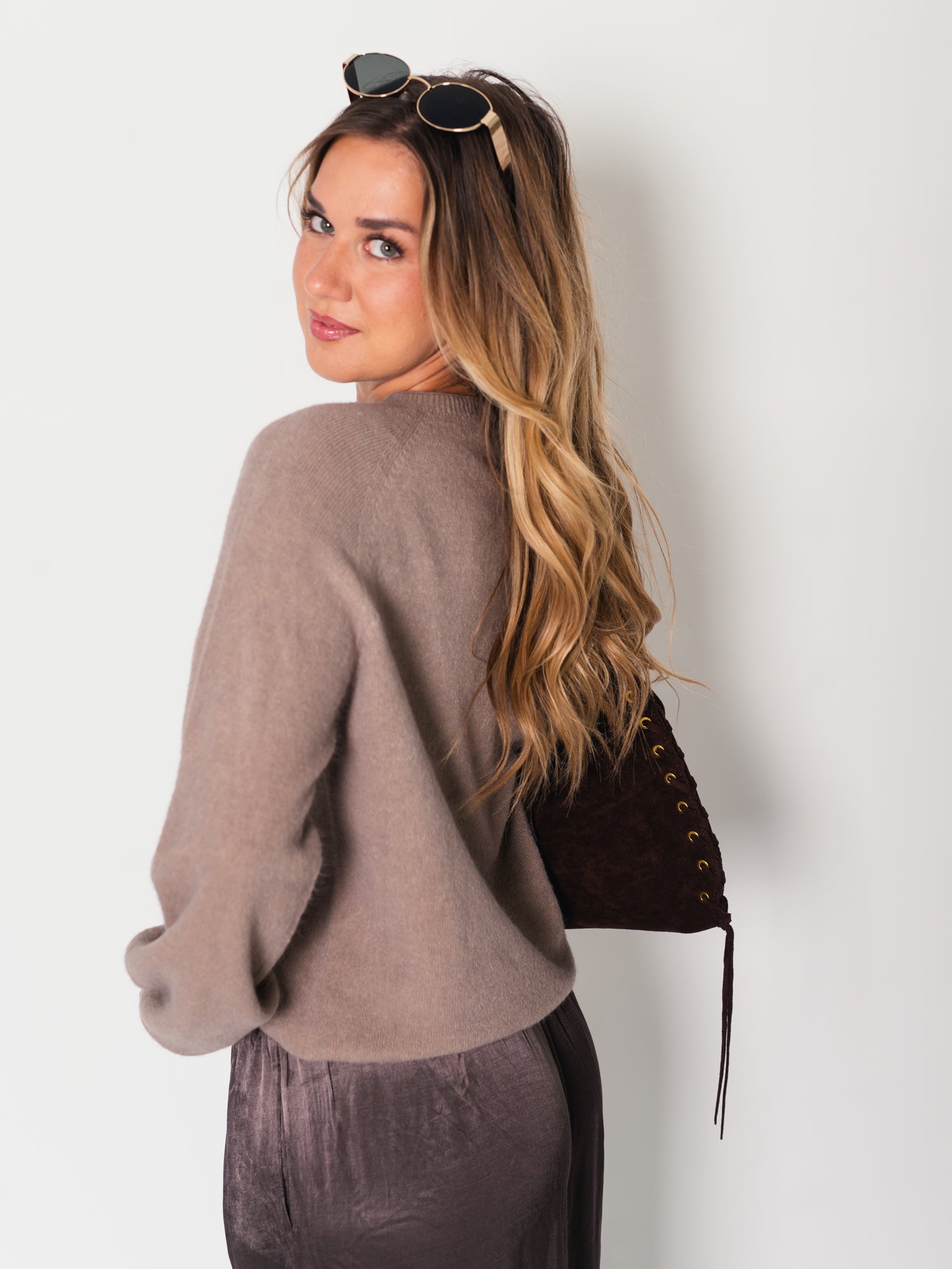 Soft Basic Strick Pullover - Taupe